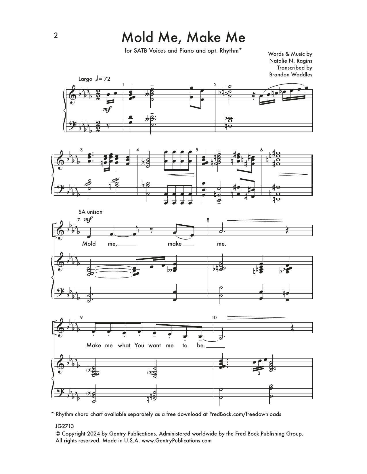 Natalie Ragins Mold Me, Make Me Sheet Music Notes & Chords for SATB Choir - Download or Print PDF