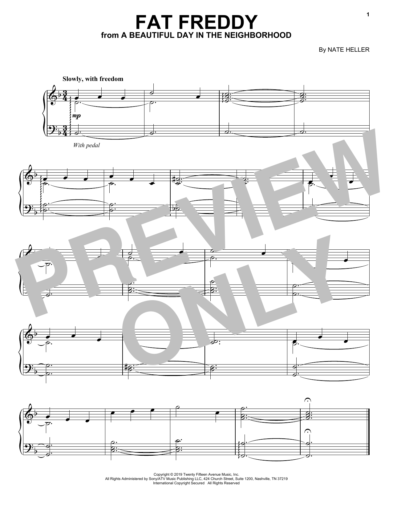 Nate Heller Fat Freddy (from A Beautiful Day in the Neighborhood) Sheet Music Notes & Chords for Piano Solo - Download or Print PDF