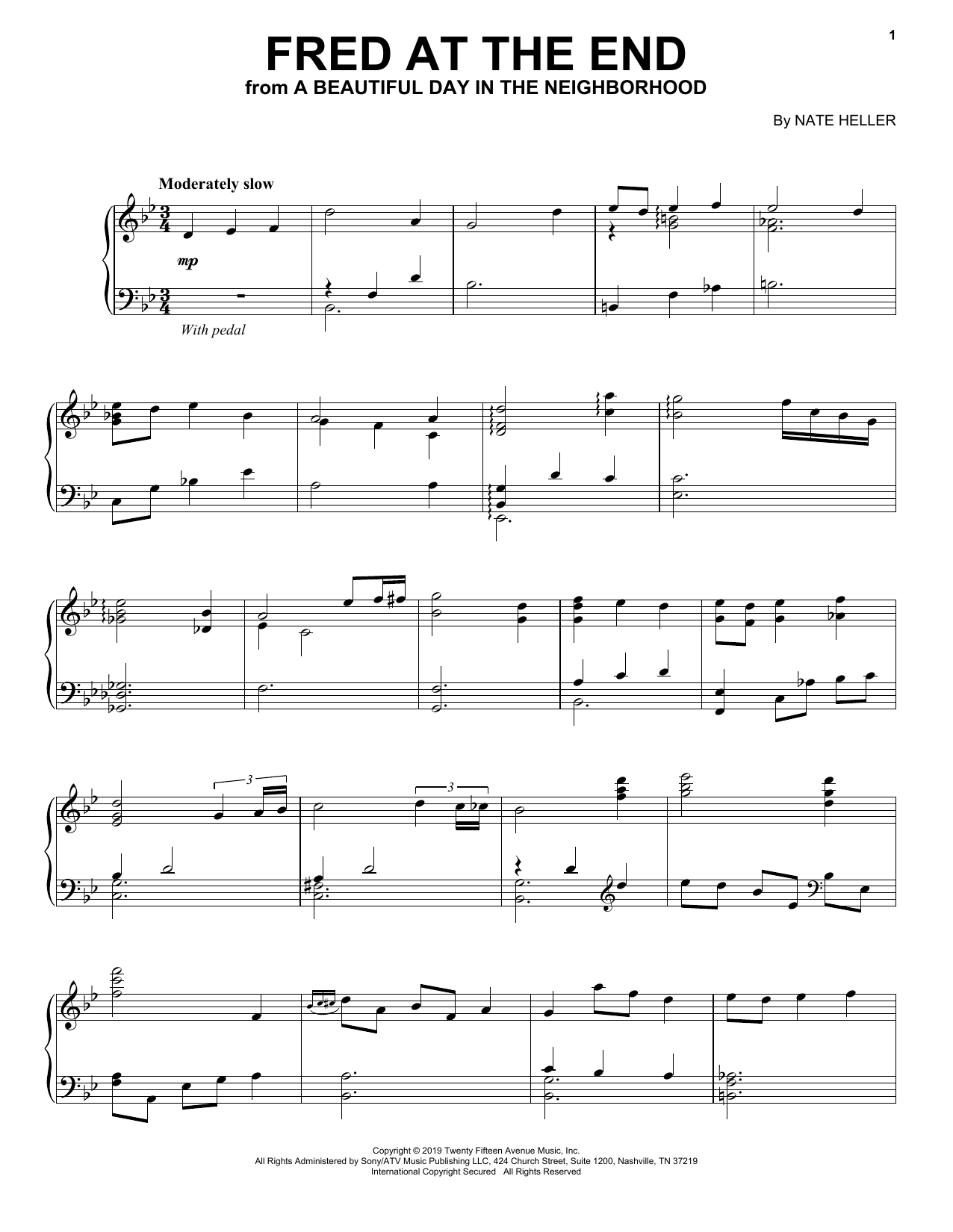 Nate Heller Fred At The End (from A Beautiful Day in the Neighborhood) Sheet Music Notes & Chords for Piano Solo - Download or Print PDF