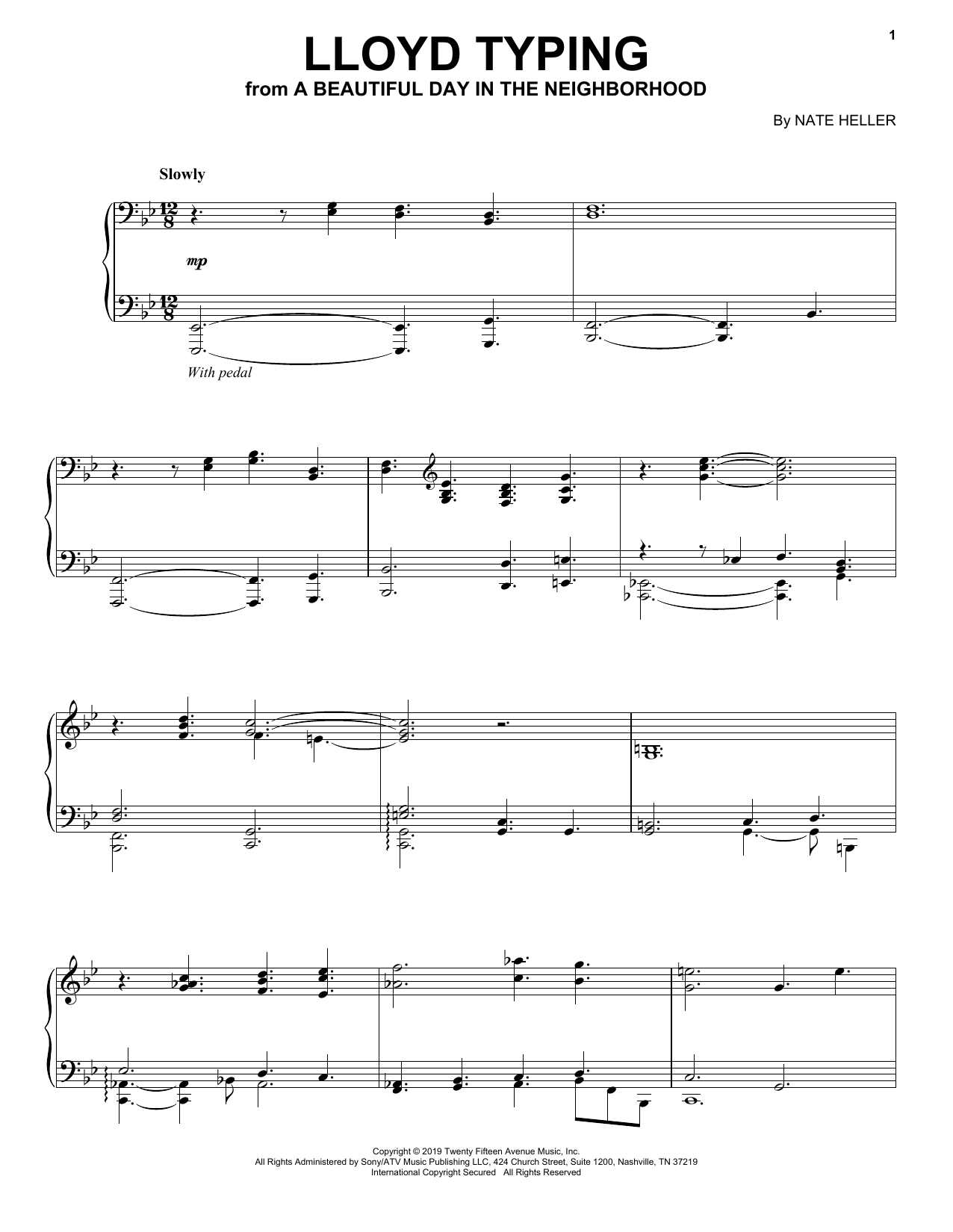 Nate Heller Lloyd Typing (from A Beautiful Day in the Neighborhood) Sheet Music Notes & Chords for Piano Solo - Download or Print PDF