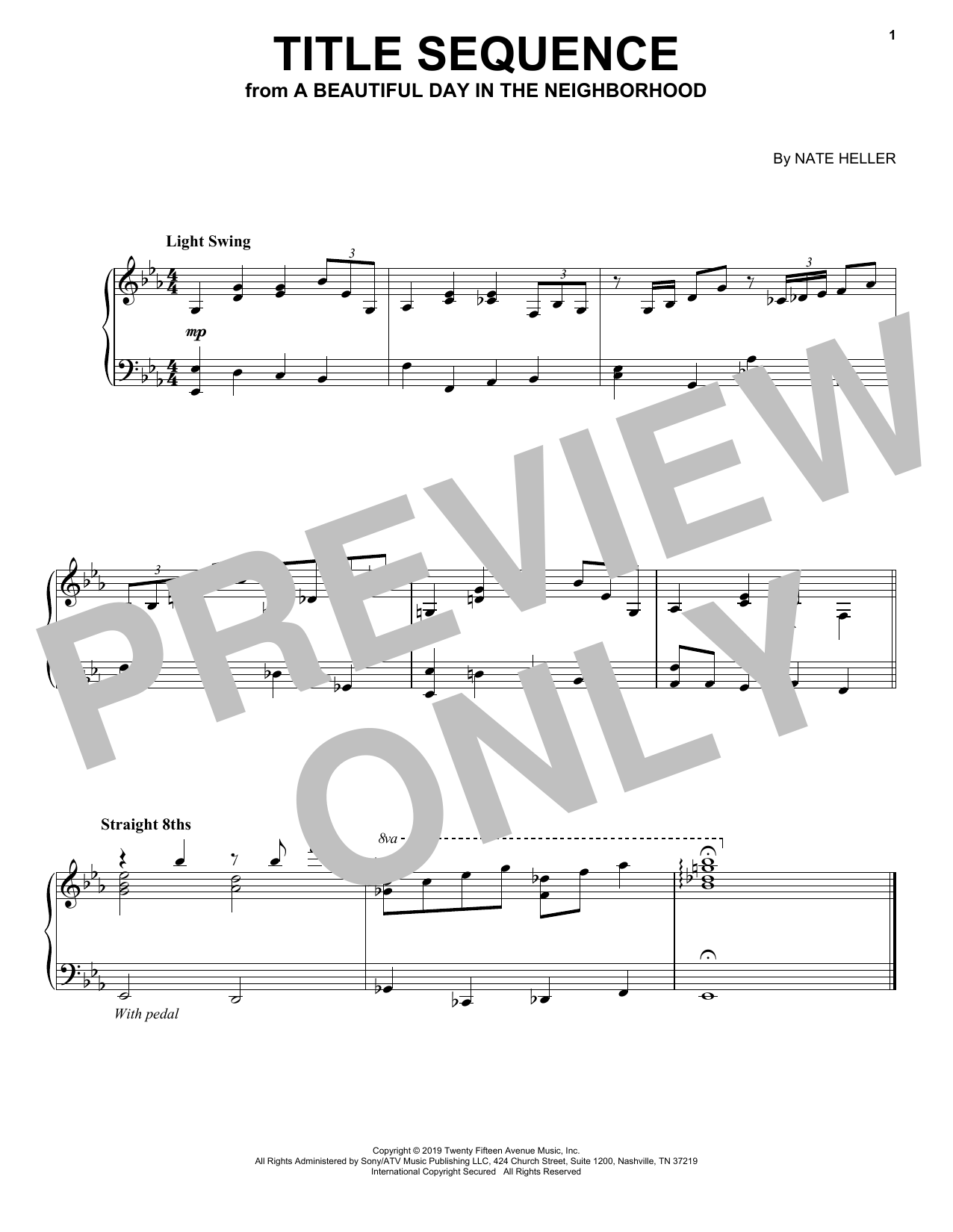 Nate Heller Title Sequence (from A Beautiful Day in the Neighborhood) Sheet Music Notes & Chords for Piano Solo - Download or Print PDF