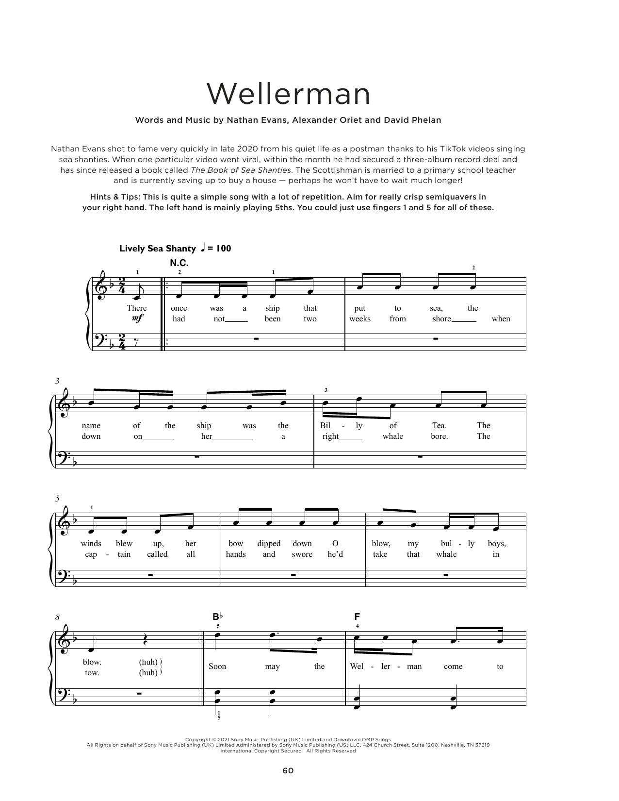 Nathan Evans Wellerman Sheet Music Notes & Chords for Really Easy Piano - Download or Print PDF