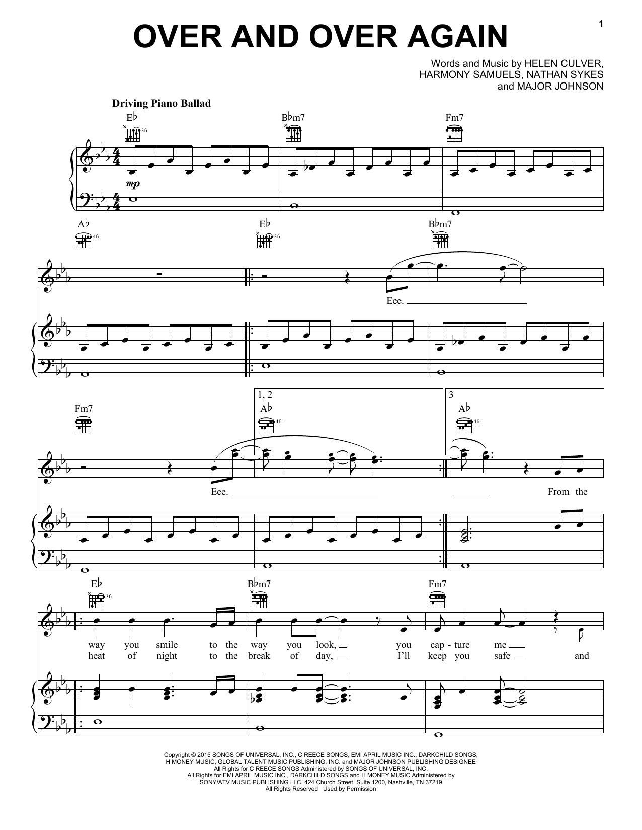 Nathan Sykes feat. Ariana Grande Over And Over Again Sheet Music Notes & Chords for Piano, Vocal & Guitar (Right-Hand Melody) - Download or Print PDF