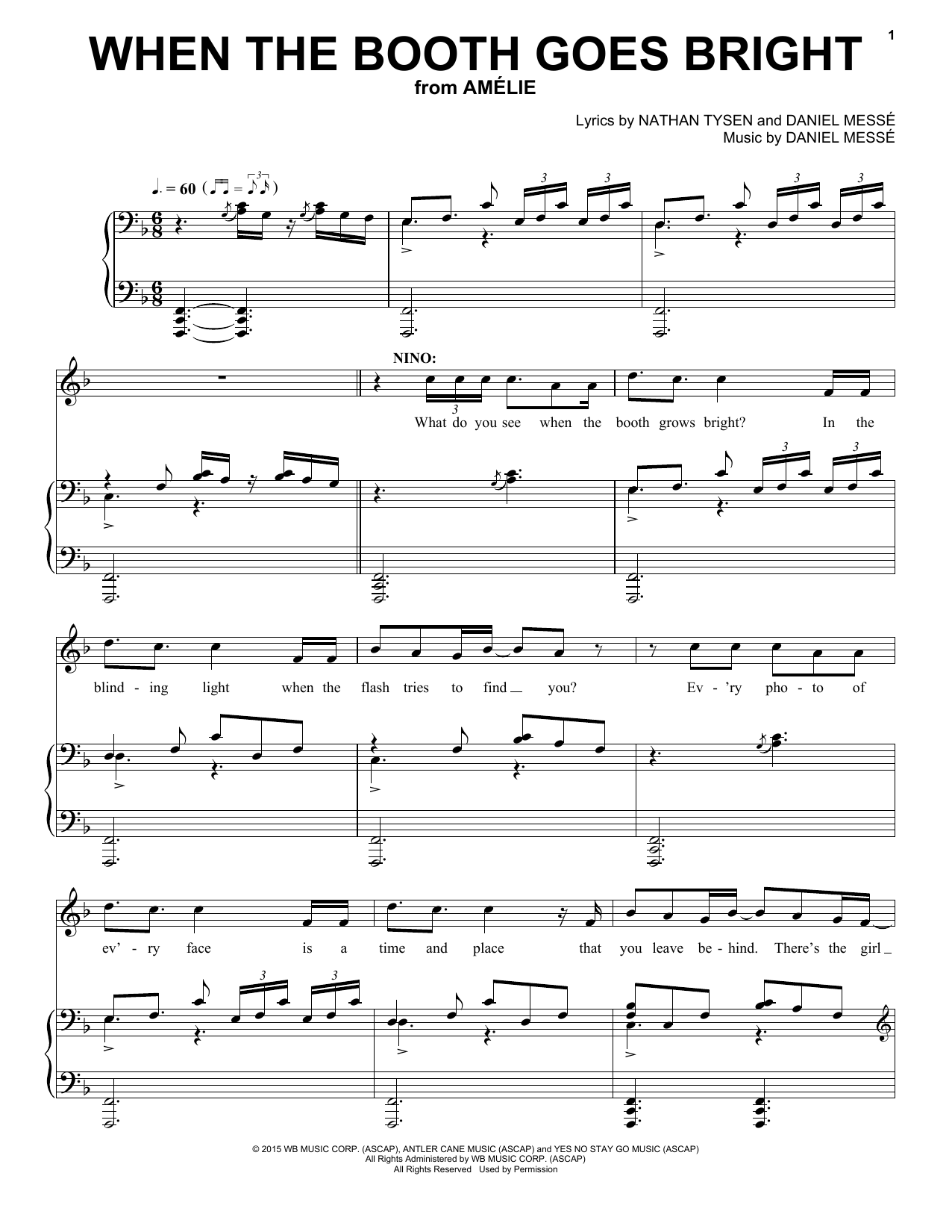 Nathan Tysen & Daniel Messé When The Booth Goes Bright (from Amélie The Musical) Sheet Music Notes & Chords for Piano & Vocal - Download or Print PDF