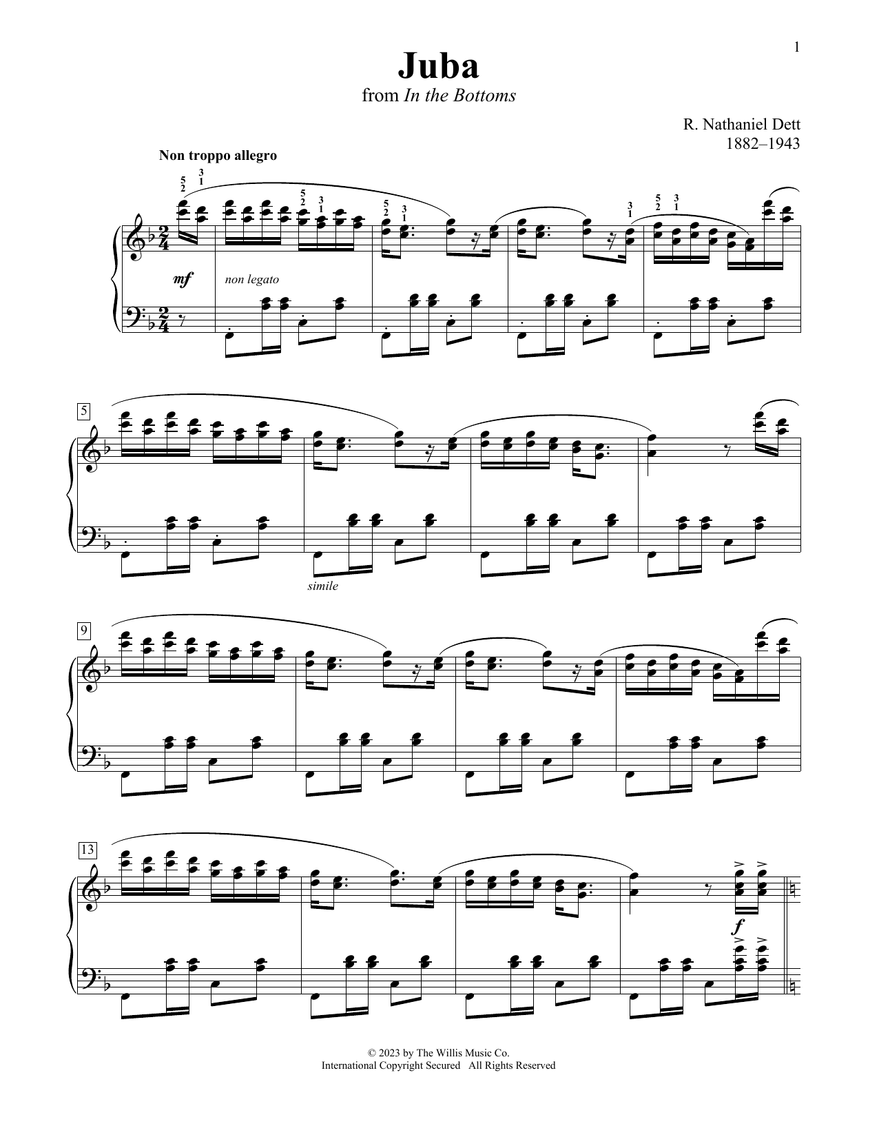 Nathaniel Dett Juba Sheet Music Notes & Chords for Educational Piano - Download or Print PDF