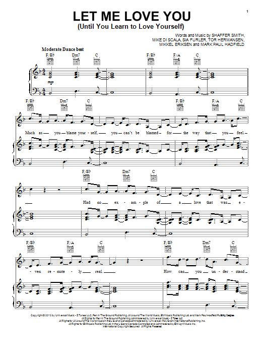 Ne-Yo Let Me Love You (Until You Learn To Love Yourself) Sheet Music Notes & Chords for Piano, Vocal & Guitar (Right-Hand Melody) - Download or Print PDF