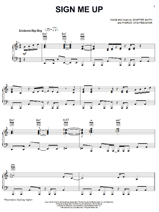 Ne-Yo Sign Me Up Sheet Music Notes & Chords for Piano, Vocal & Guitar (Right-Hand Melody) - Download or Print PDF