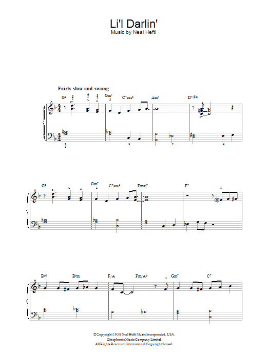 Neal Hefti Li'l Darlin' Sheet Music Notes & Chords for Piano - Download or Print PDF