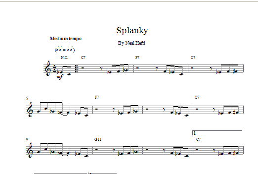 Hefti Splanky Sheet Music Notes & Chords for Melody Line & Chords - Download or Print PDF