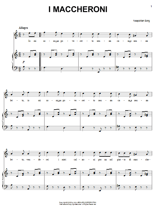 Neapolitan Song I Maccheroni Sheet Music Notes & Chords for Guitar Tab - Download or Print PDF