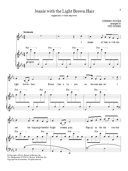 Ned Rorem Jeanie With The Light Brown Hair Sheet Music Notes & Chords for Piano & Vocal - Download or Print PDF Ned Rorem Jeanie With The Light Brown Hair Sheet Music Notes & Chords for Piano & Vocal - Download or Print PDF