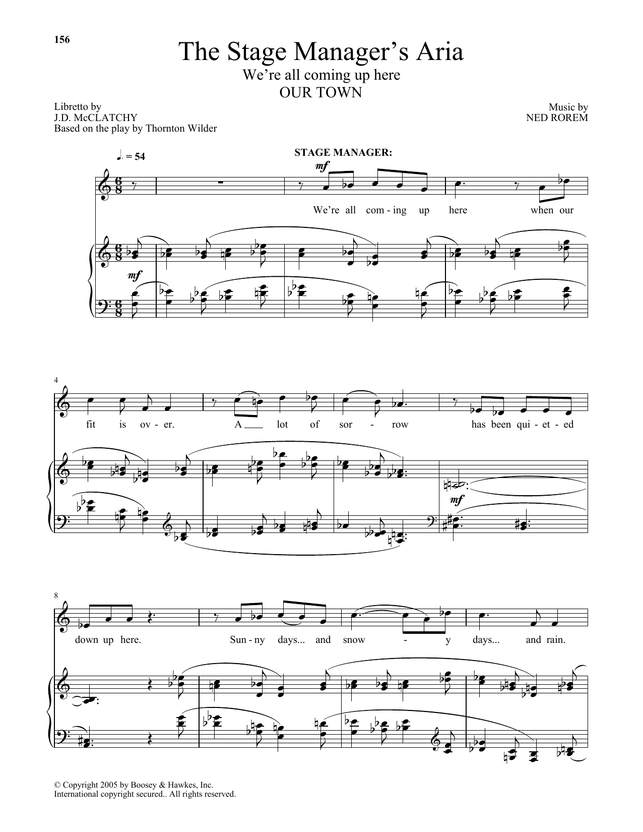 Ned Rorem The Stage Manager's Aria Sheet Music Notes & Chords for Piano & Vocal - Download or Print PDF