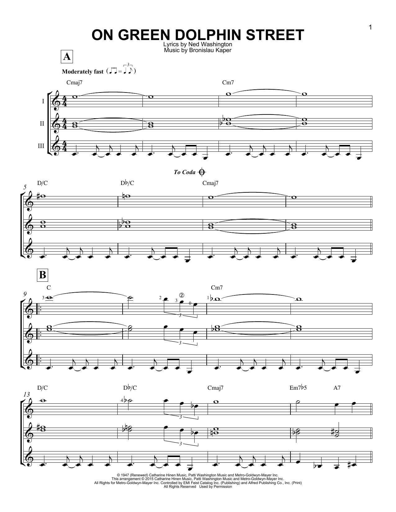 Ned Washington On Green Dolphin Street Sheet Music Notes & Chords for Vibraphone Solo - Download or Print PDF