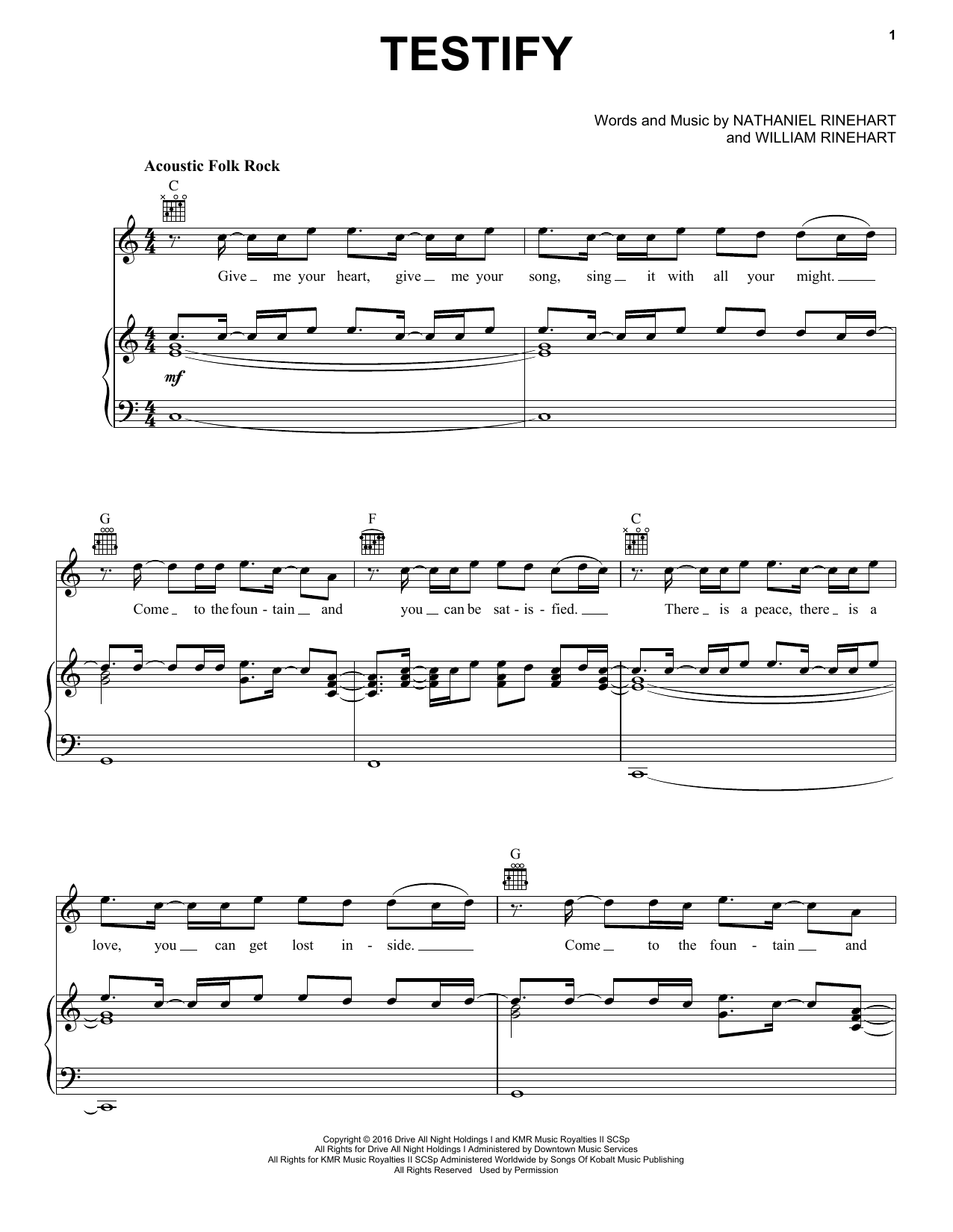 NEEDTOBREATHE Testify Sheet Music Notes & Chords for Guitar Chords/Lyrics - Download or Print PDF