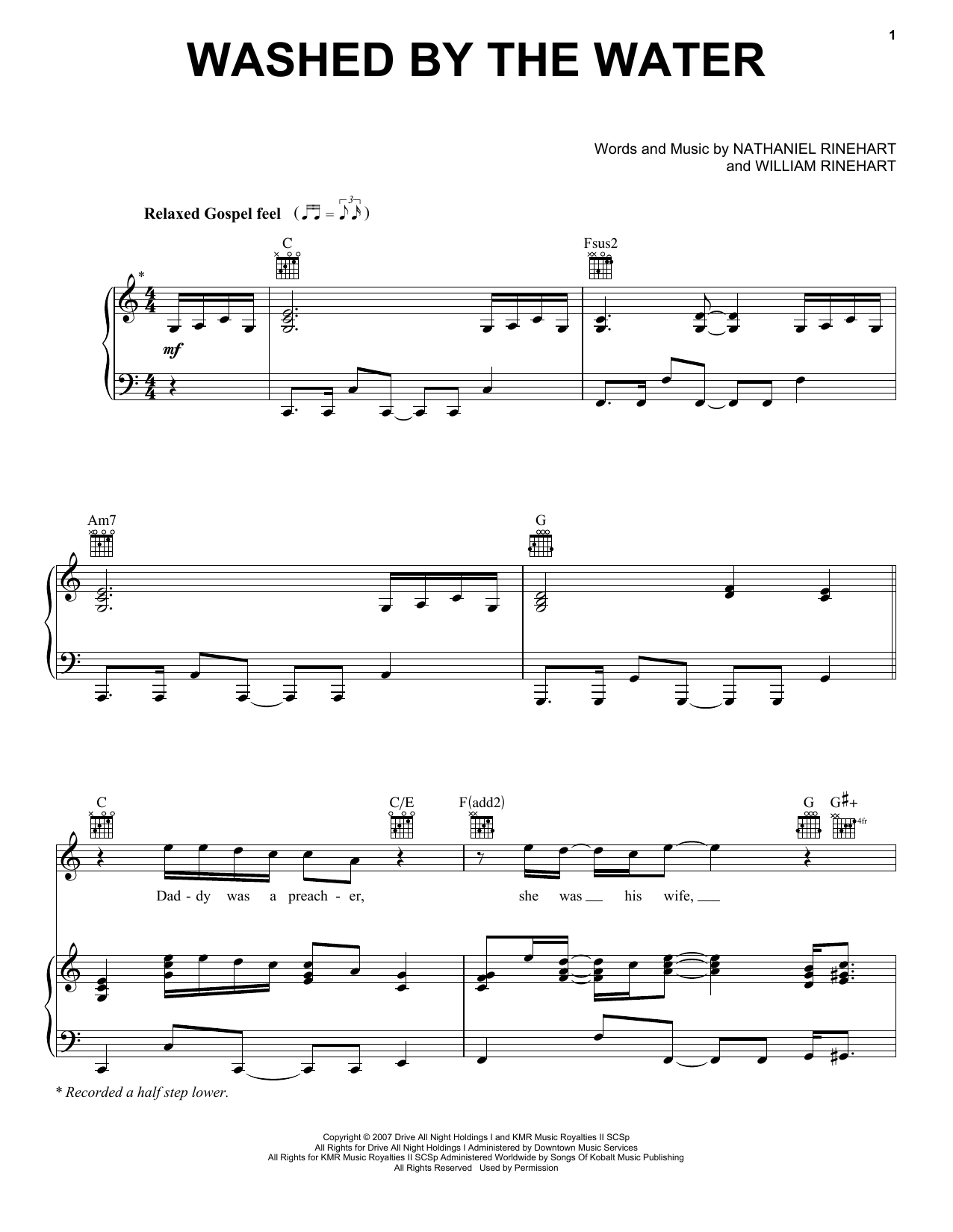 NEEDTOBREATHE Washed By The Water Sheet Music Notes & Chords for Piano, Vocal & Guitar (Right-Hand Melody) - Download or Print PDF