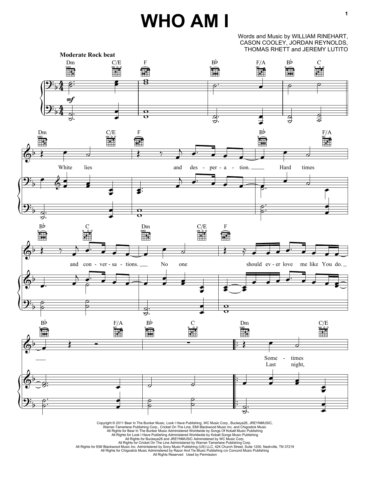 NEEDTOBREATHE Who Am I Sheet Music Notes & Chords for Piano, Vocal & Guitar (Right-Hand Melody) - Download or Print PDF