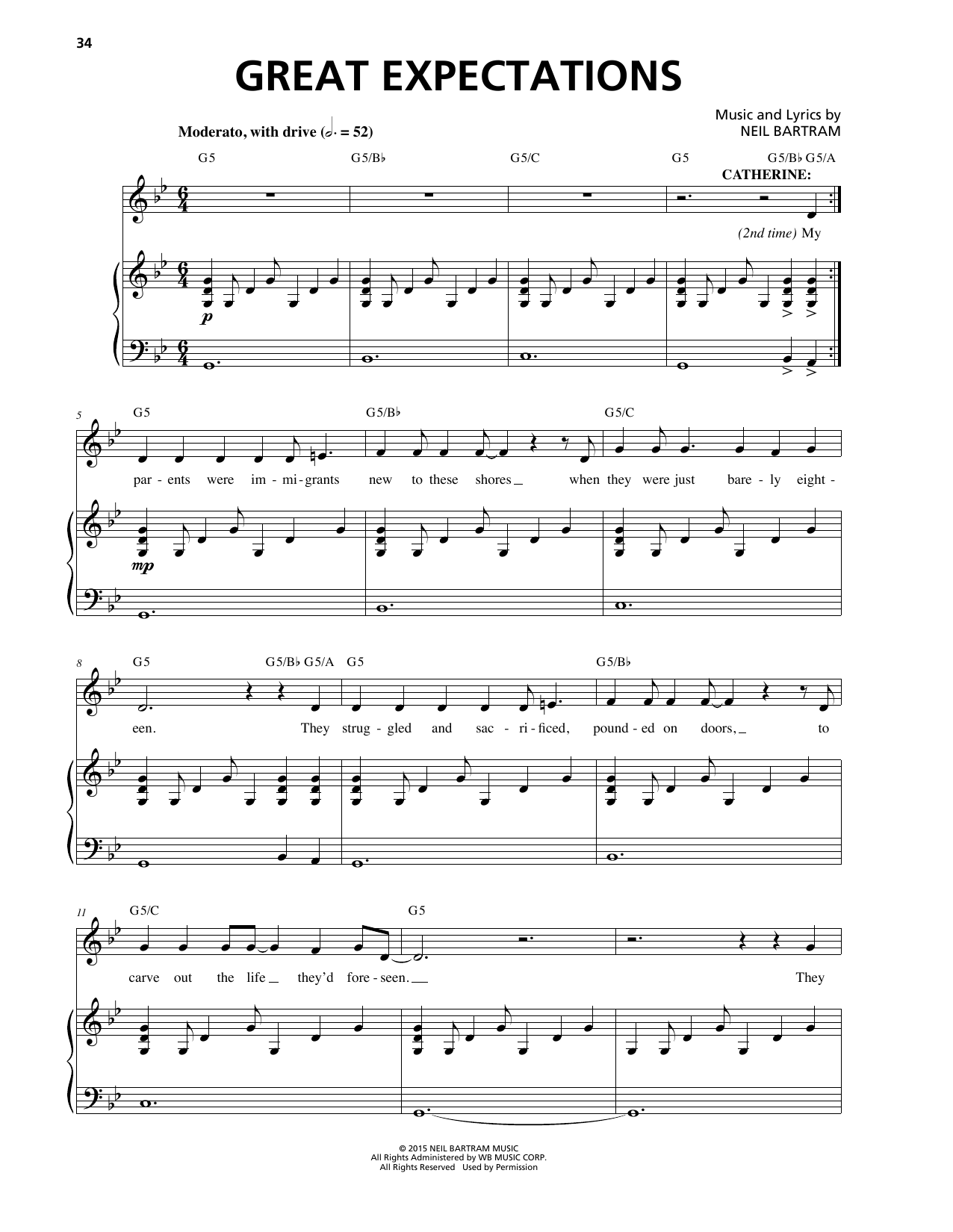 Neil Bartram Great Expectations Sheet Music Notes & Chords for Piano & Vocal - Download or Print PDF