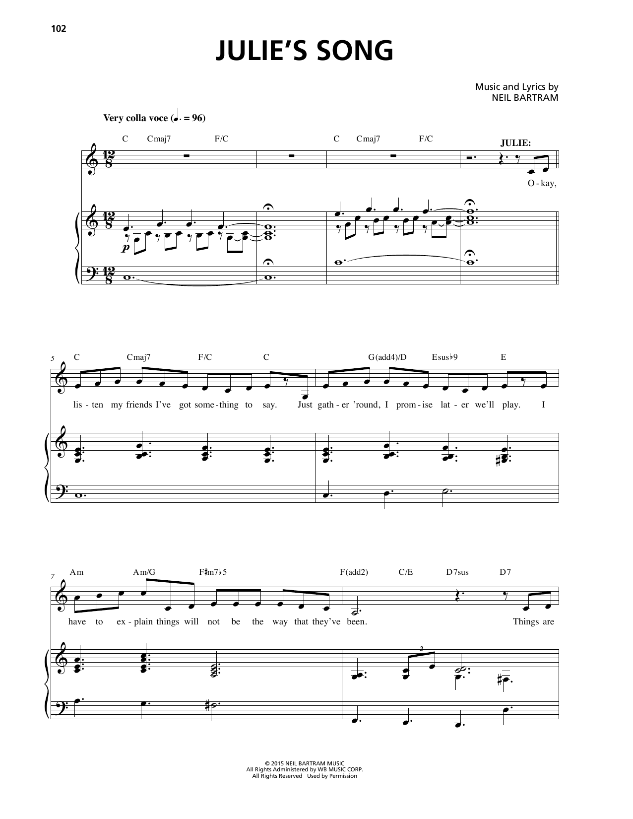 Neil Bartram Julie's Song Sheet Music Notes & Chords for Piano & Vocal - Download or Print PDF