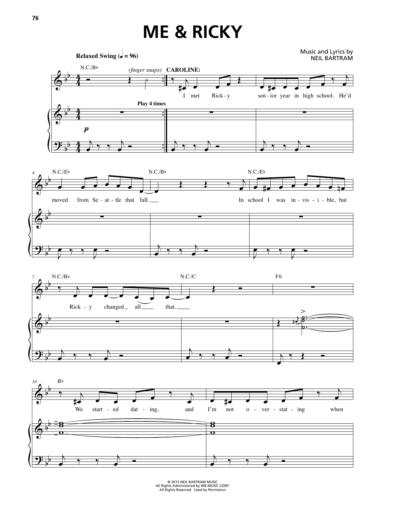 Neil Bartram Me & Ricky Sheet Music Notes & Chords for Piano & Vocal - Download or Print PDF