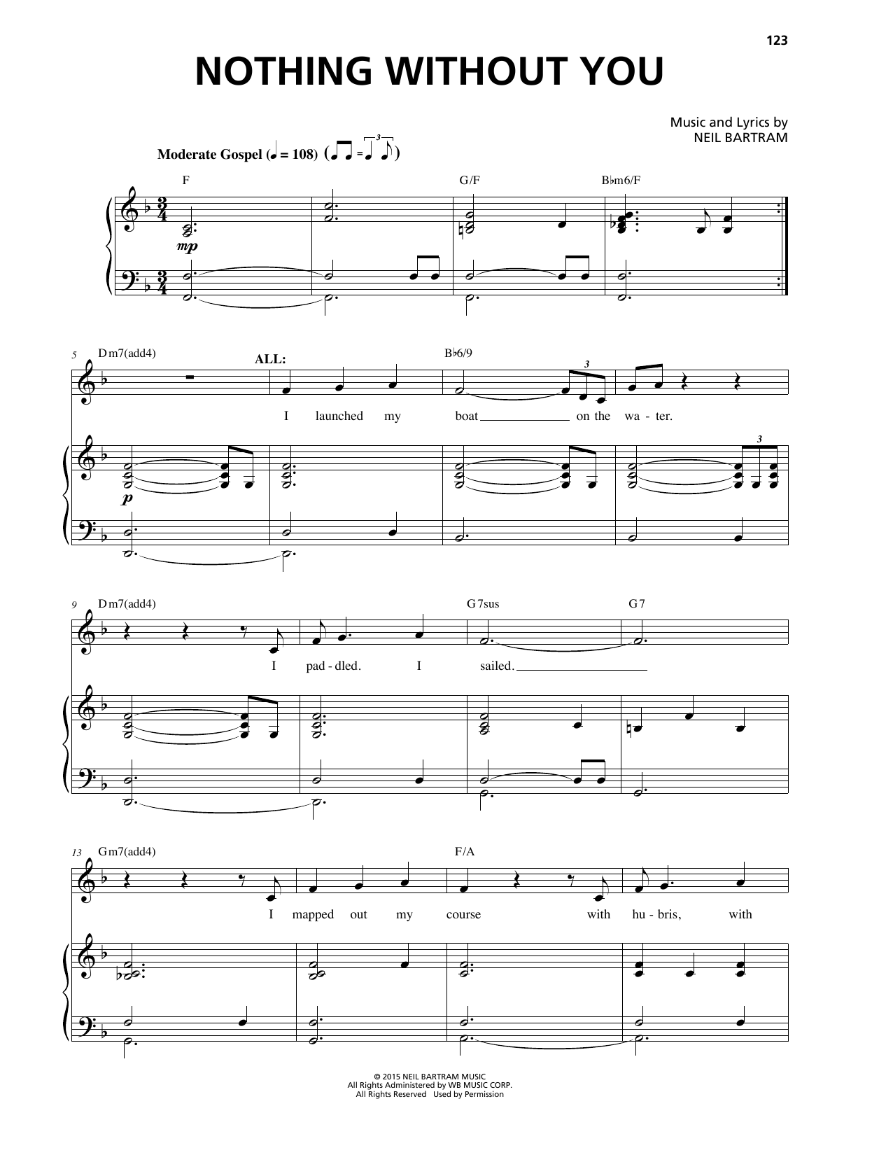 Neil Bartram Nothing Without You Sheet Music Notes & Chords for Piano & Vocal - Download or Print PDF