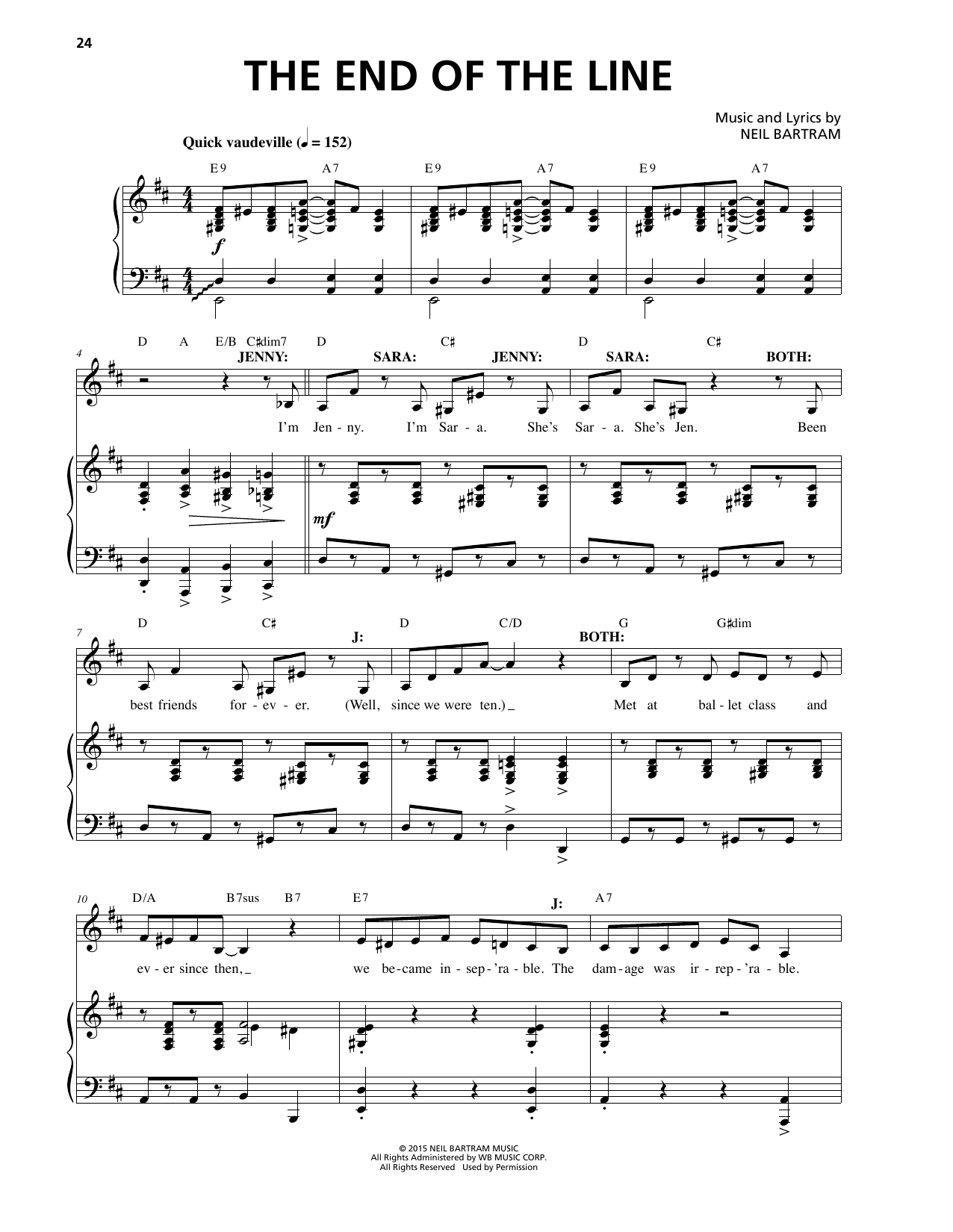 Neil Bartram The End Of The Line Sheet Music Notes & Chords for Piano & Vocal - Download or Print PDF