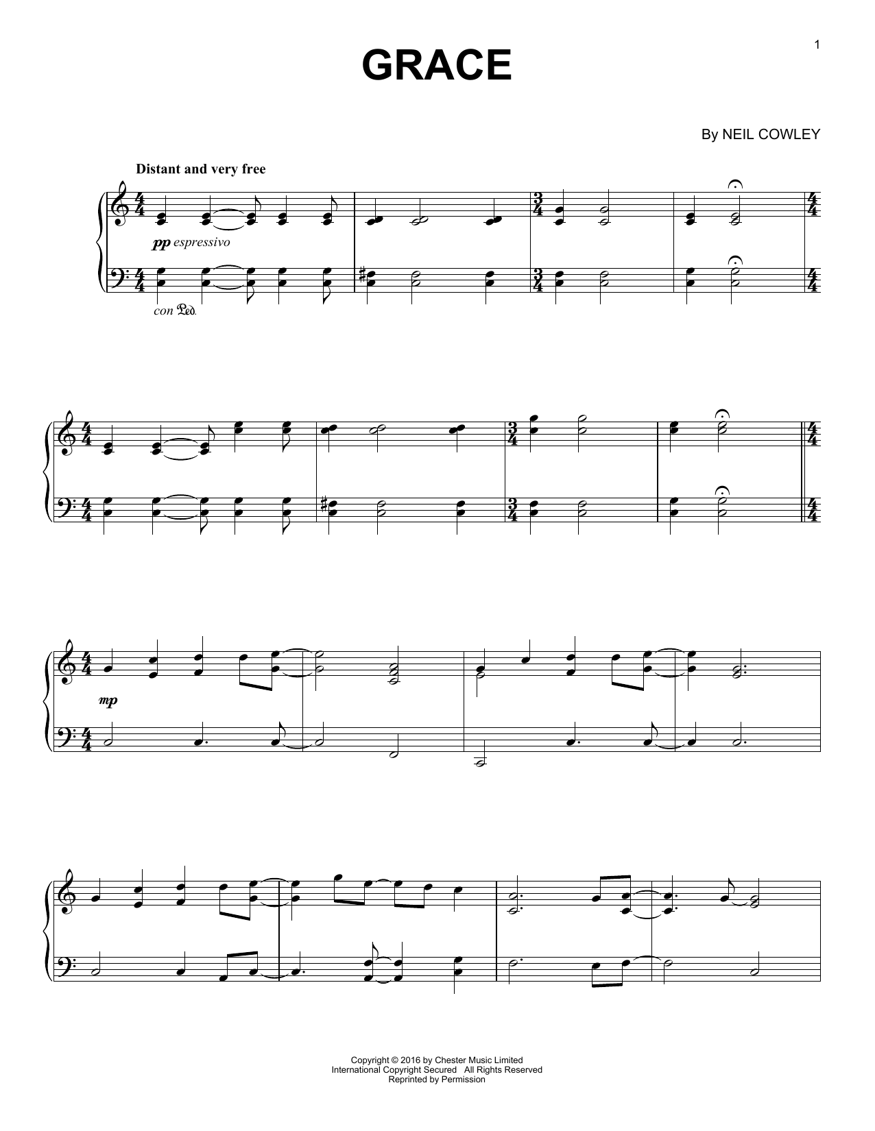 Neil Cowley Grace Sheet Music Notes & Chords for Easy Piano - Download or Print PDF