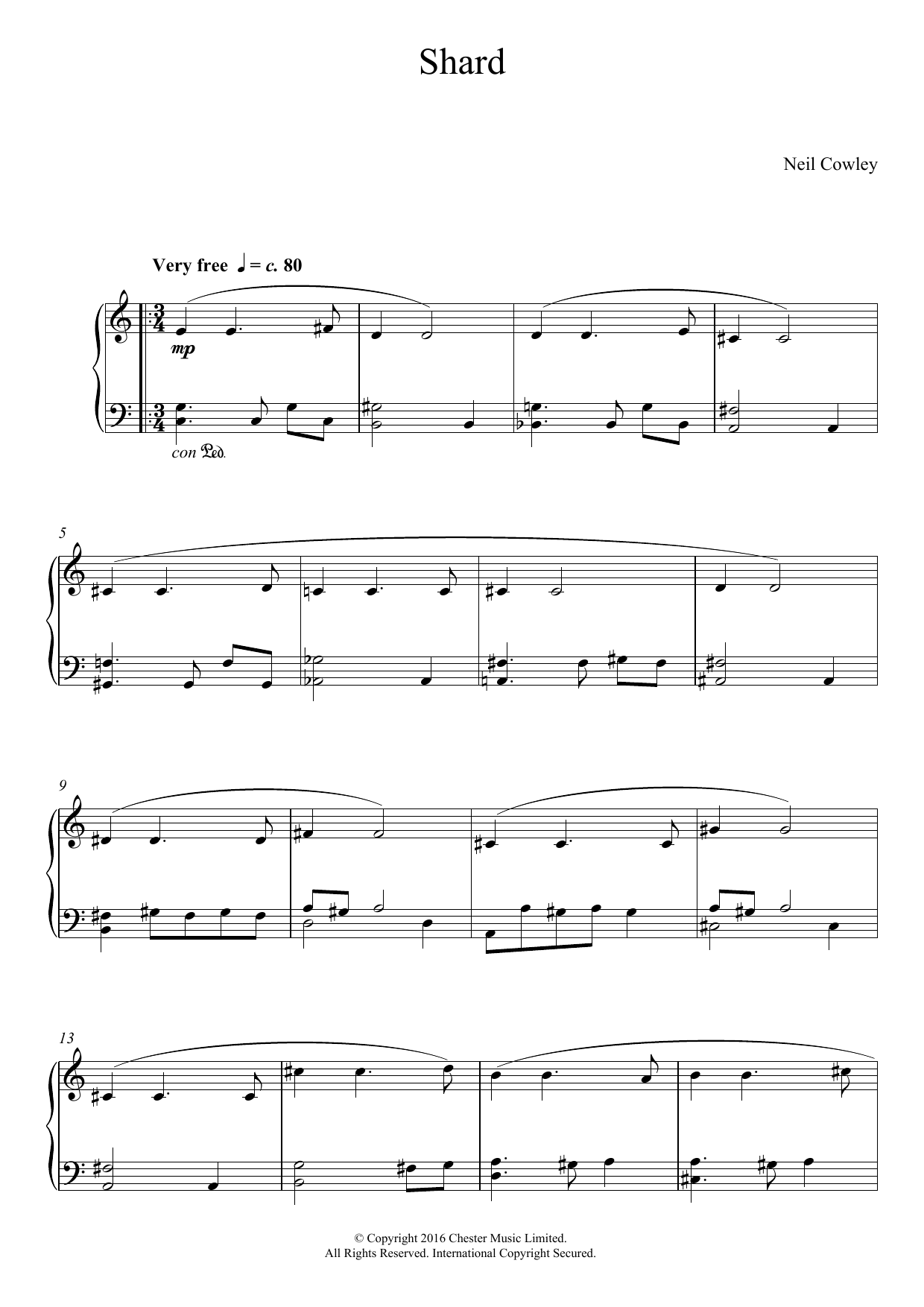 Neil Cowley Shard Sheet Music Notes & Chords for Easy Piano - Download or Print PDF