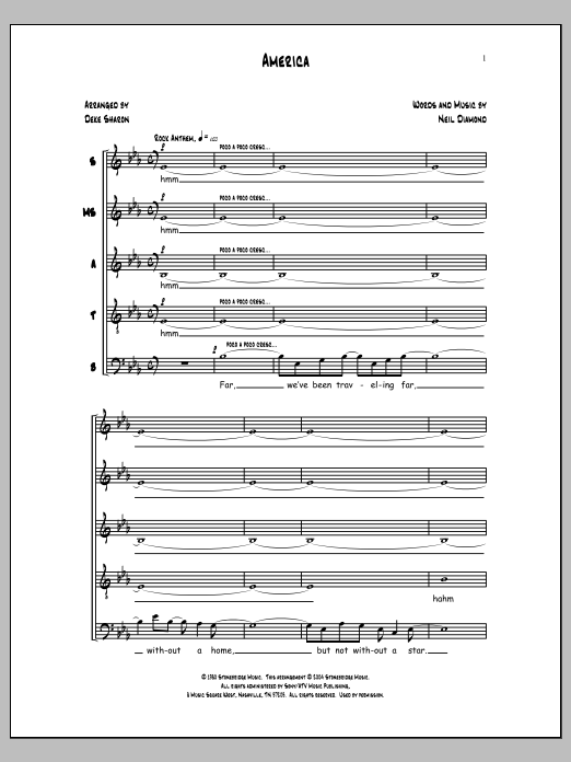Neil Diamond America (arr. Neil Diamond) Sheet Music Notes & Chords for Choral - Download or Print PDF