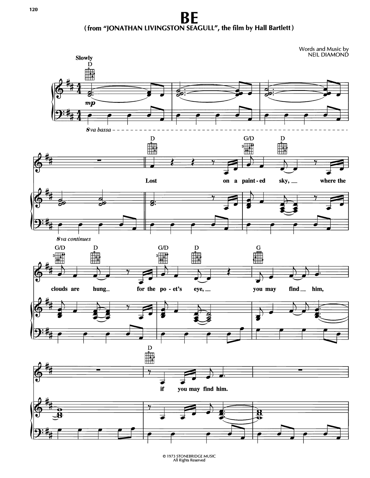 Neil Diamond Be Sheet Music Notes & Chords for Piano, Vocal & Guitar Chords (Right-Hand Melody) - Download or Print PDF