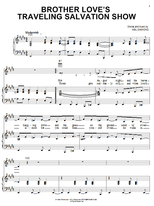 Neil Diamond Brother Love's Traveling Salvation Show Sheet Music Notes & Chords for Guitar with strumming patterns - Download or Print PDF