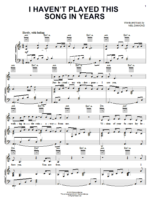 Neil Diamond I Haven't Played This Song In Years Sheet Music Notes & Chords for Piano, Vocal & Guitar (Right-Hand Melody) - Download or Print PDF