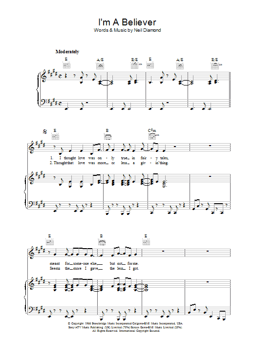 Neil Diamond I'm A Believer Sheet Music Notes & Chords for Trumpet - Download or Print PDF