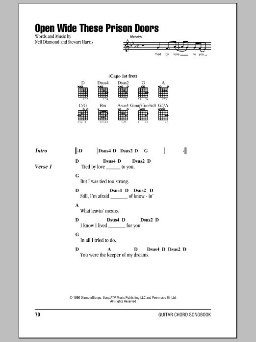 Neil Diamond Open Wide These Prison Doors Sheet Music Notes & Chords for Lyrics & Chords - Download or Print PDF Neil Diamond Open Wide These Prison Doors Sheet Music Notes & Chords for Lyrics & Chords - Download or Print PDF