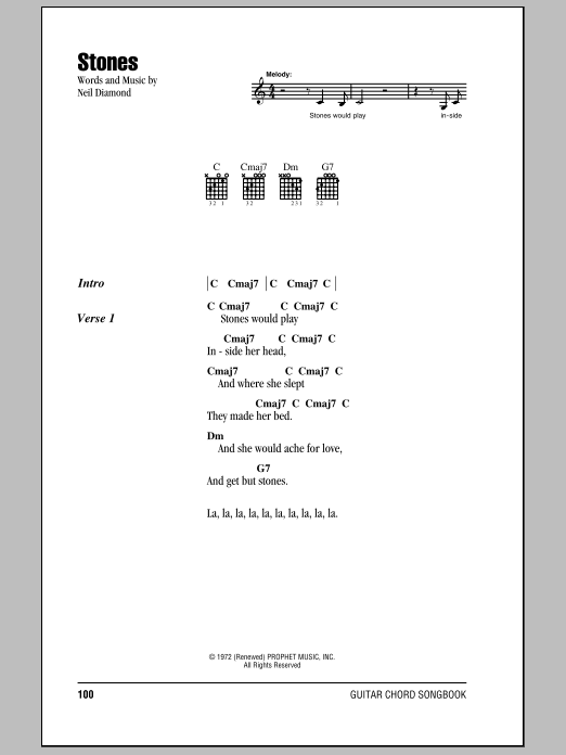 Neil Diamond Stones Sheet Music Notes & Chords for Lyrics & Chords - Download or Print PDF