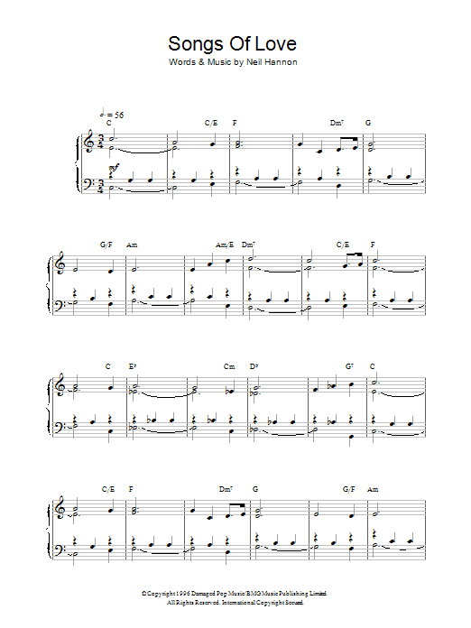 Neil Hannon Songs Of Love (theme from Father Ted) Sheet Music Notes & Chords for Piano - Download or Print PDF