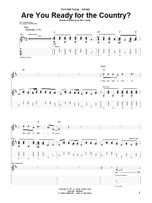 Neil Young Are You Ready For The Country Sheet Music Notes & Chords for Guitar Tab - Download or Print PDF Neil Young Are You Ready For The Country Sheet Music Notes & Chords for Guitar Tab - Download or Print PDF
