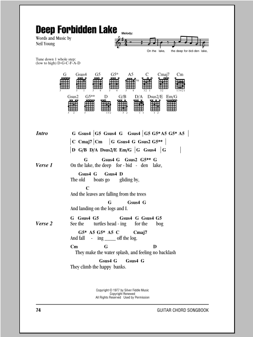 Neil Young Deep Forbidden Lake Sheet Music Notes & Chords for Lyrics & Chords - Download or Print PDF
