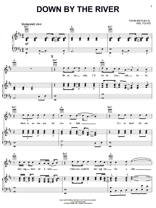 Neil Young Down By The River Sheet Music Notes & Chords for Guitar Tab Play-Along - Download or Print PDF