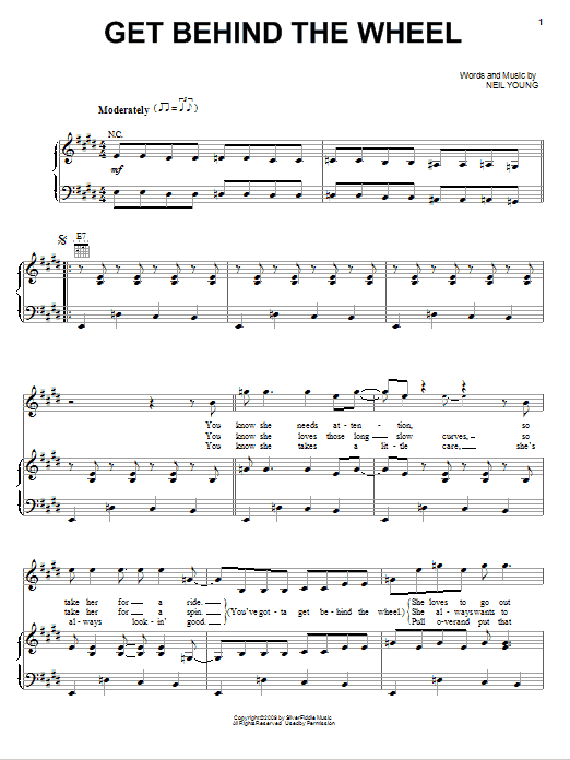 Neil Young Get Behind The Wheel Sheet Music Notes & Chords for Piano, Vocal & Guitar (Right-Hand Melody) - Download or Print PDF