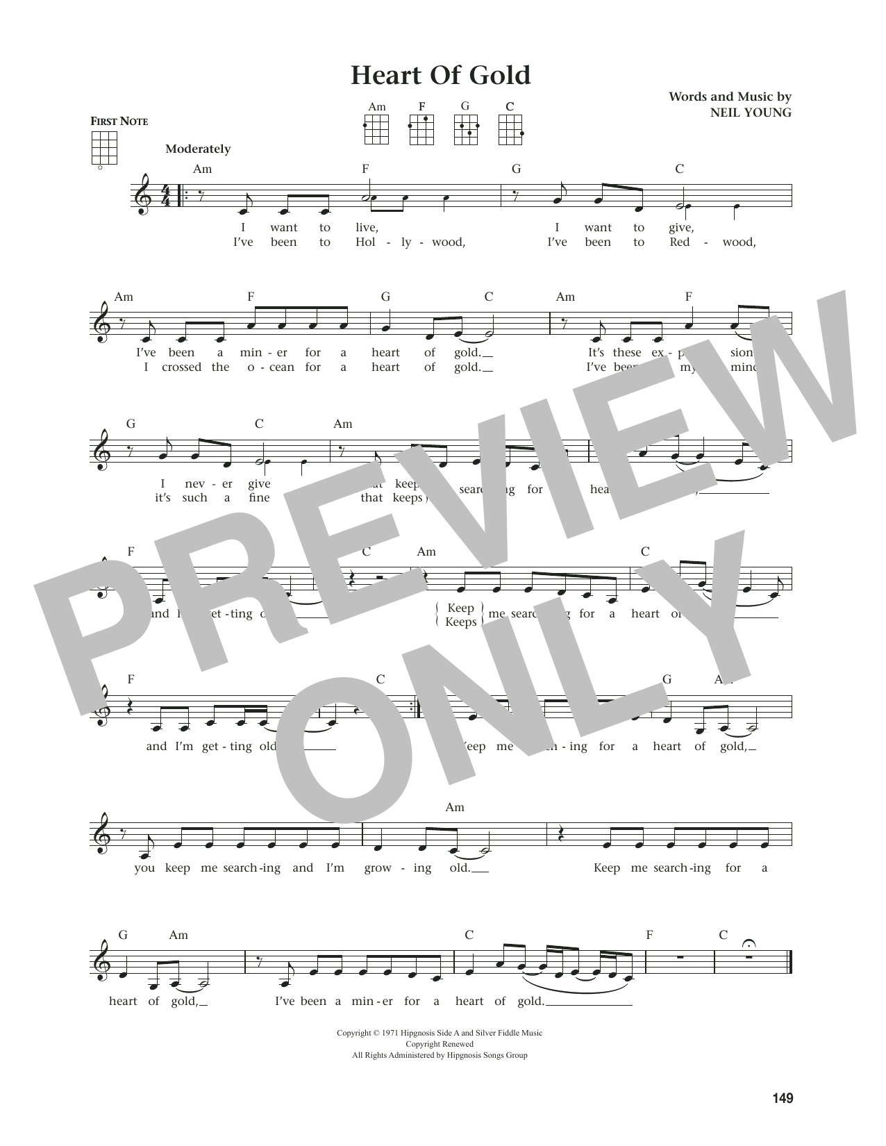 Neil Young Heart Of Gold (from The Daily Ukulele) (arr. Jim Beloff) Sheet Music Notes & Chords for Ukulele - Download or Print PDF