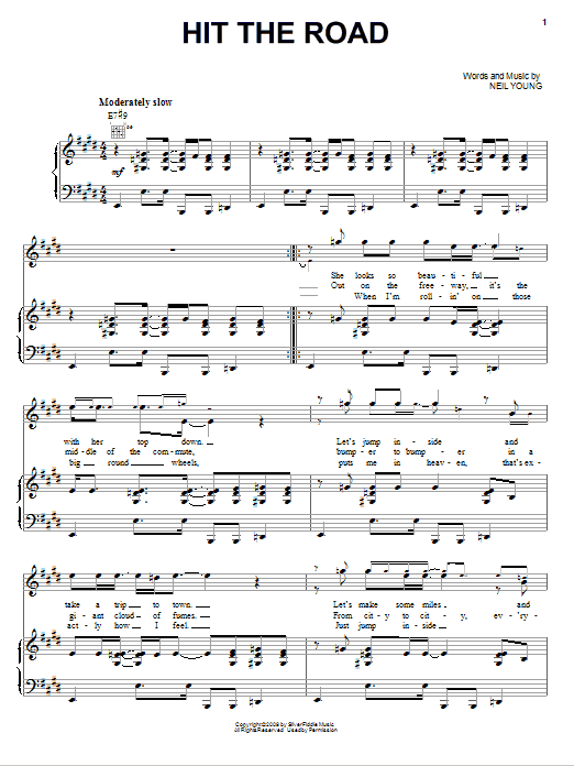 Neil Young Hit The Road Sheet Music Notes & Chords for Piano, Vocal & Guitar (Right-Hand Melody) - Download or Print PDF
