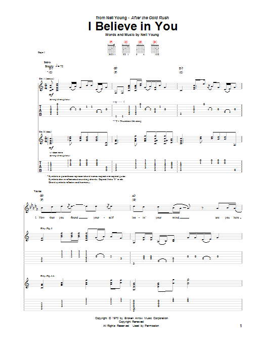 Neil Young I Believe In You Sheet Music Notes & Chords for Lyrics & Chords - Download or Print PDF