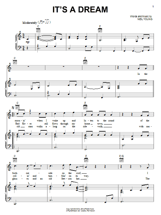 Neil Young It's A Dream Sheet Music Notes & Chords for Piano, Vocal & Guitar (Right-Hand Melody) - Download or Print PDF Neil Young It's A Dream Sheet Music Notes & Chords for Piano, Vocal & Guitar (Right-Hand Melody) - Download or Print PDF