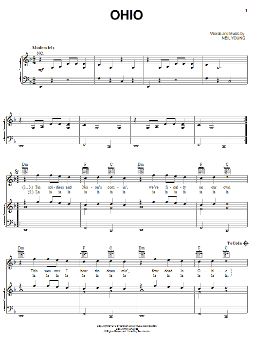 Neil Young Ohio Sheet Music Notes & Chords for Guitar Tab Play-Along - Download or Print PDF