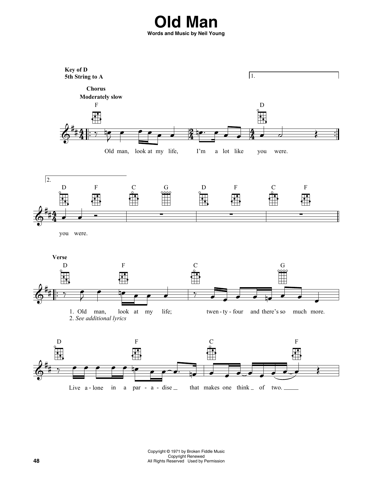 Neil Young Old Man (arr. Fred Sokolow) Sheet Music Notes & Chords for Banjo Tab - Download or Print PDF