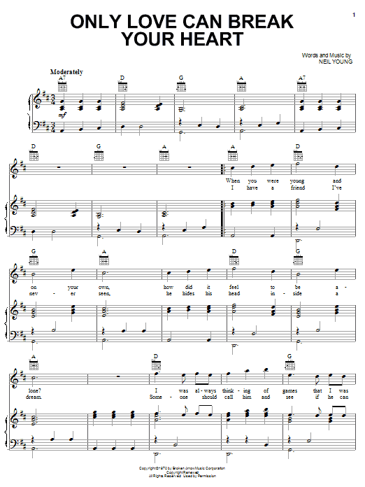 Neil Young Only Love Can Break Your Heart Sheet Music Notes & Chords for Guitar Tab - Download or Print PDF
