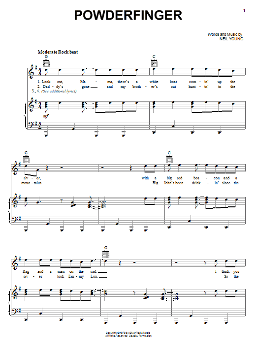 Neil Young Powderfinger Sheet Music Notes & Chords for Guitar Tab - Download or Print PDF Neil Young Powderfinger Sheet Music Notes & Chords for Guitar Tab - Download or Print PDF