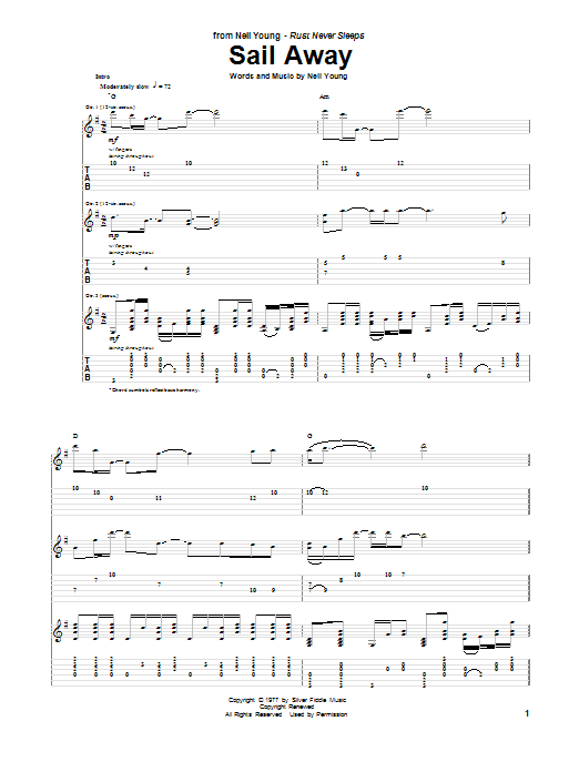 Neil Young Sail Away Sheet Music Notes & Chords for Guitar Tab - Download or Print PDF Neil Young Sail Away Sheet Music Notes & Chords for Guitar Tab - Download or Print PDF