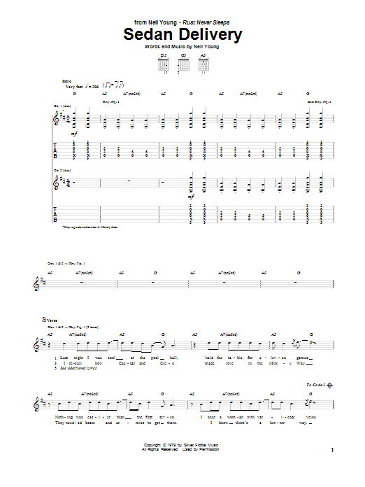 Neil Young Sedan Delivery Sheet Music Notes & Chords for Guitar Tab - Download or Print PDF Neil Young Sedan Delivery Sheet Music Notes & Chords for Guitar Tab - Download or Print PDF
