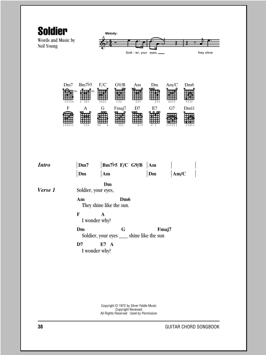 Neil Young Soldier Sheet Music Notes & Chords for Guitar Tab - Download or Print PDF